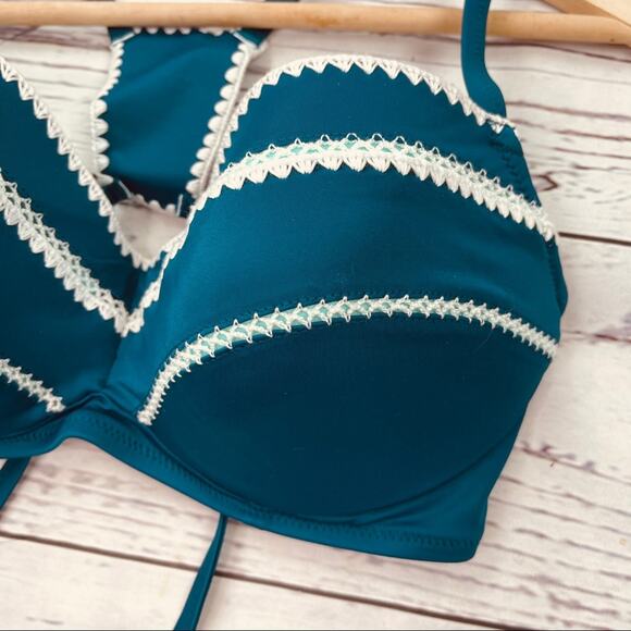 Shade & Shore blue green stitched edge bikini top - Picture 2 of 12